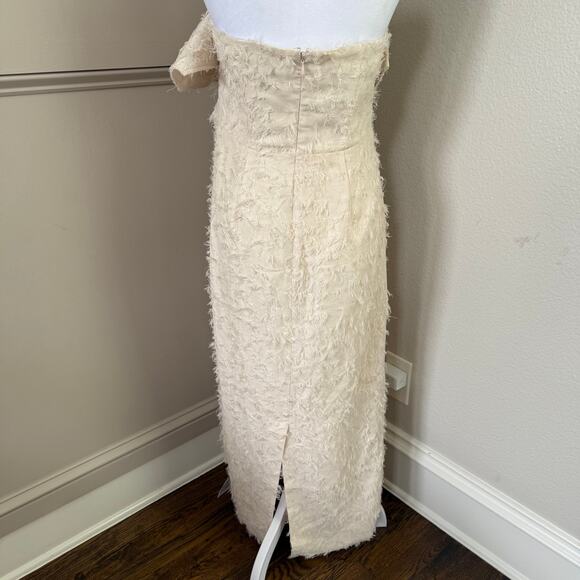 NWT ASOS Edition Cream Textured Bandeau Drape Maxi Dress Size 8 Formal Gown - Picture 7 of 11
